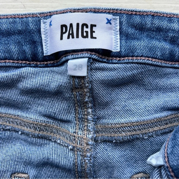 Paige Stella distressed high rise straight leg jeans denim blue 22092 - Picture 9 of 9